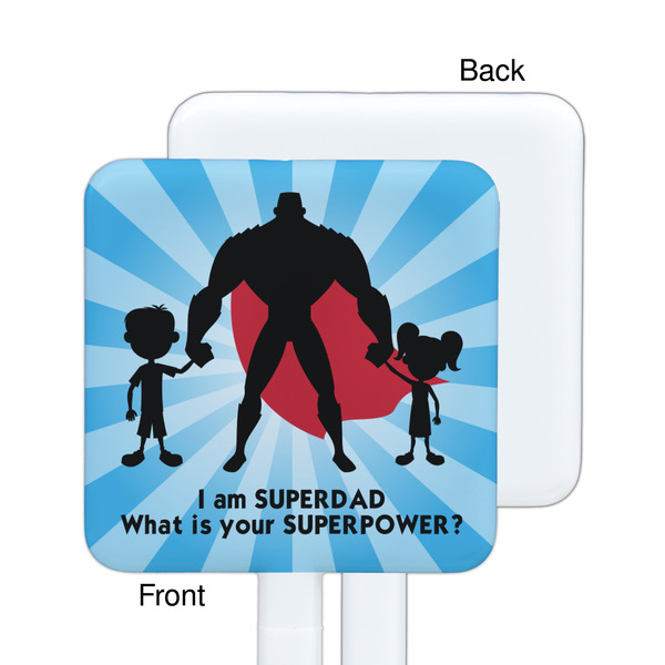 Super Dad White Plastic Stir Stick - Single Sided - Square - Approval