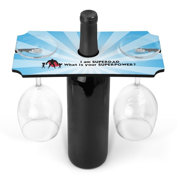 Custom Super Dad Wine Bottle & Glass Holder