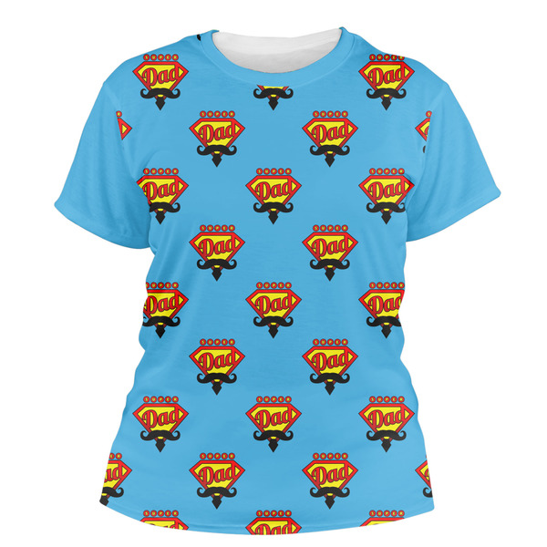 Custom Super Dad Women's Crew T-Shirt - Medium