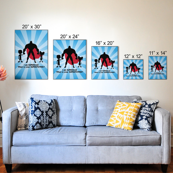 Super Dad Wood Prints - Size Comparison