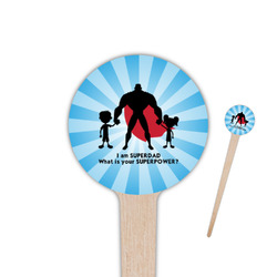 Super Dad 4" Round Wooden Food Picks - Single Sided