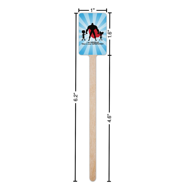 Super Dad Wooden 6.25" Stir Stick - Rectangular - Dimensions