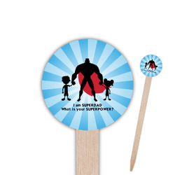 Super Dad 6" Round Wooden Food Picks - Single Sided