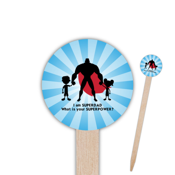 Custom Super Dad Round Wooden Food Picks
