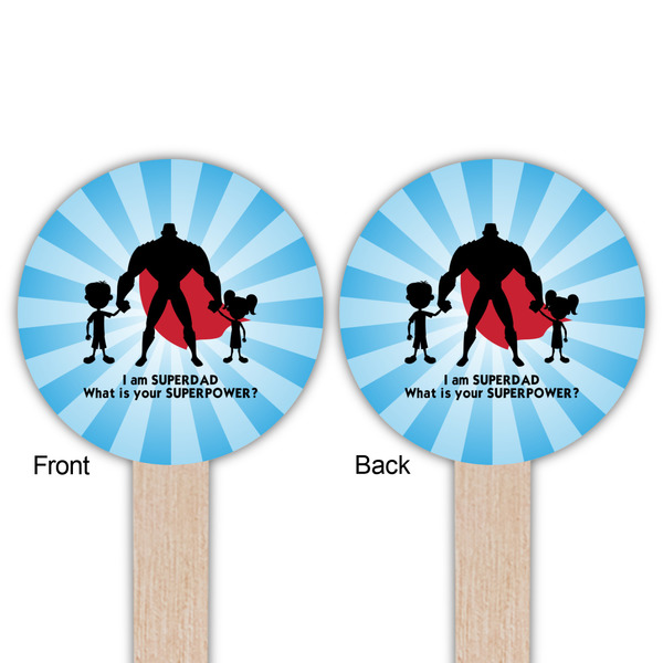 Super Dad Wooden 6" Food Pick - Round - Double Sided - Front & Back