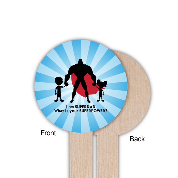 Super Dad Wooden 6" Food Pick - Round - Single Sided - Front & Back