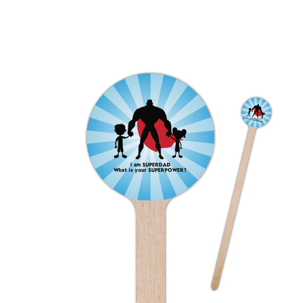 Custom Super Dad 6" Round Wooden Stir Sticks - Single Sided