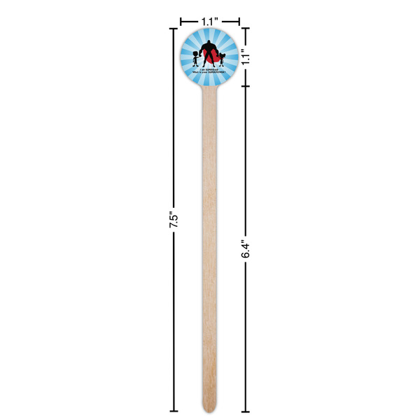 Super Dad Wooden 7.5" Stir Stick - Round - Dimensions