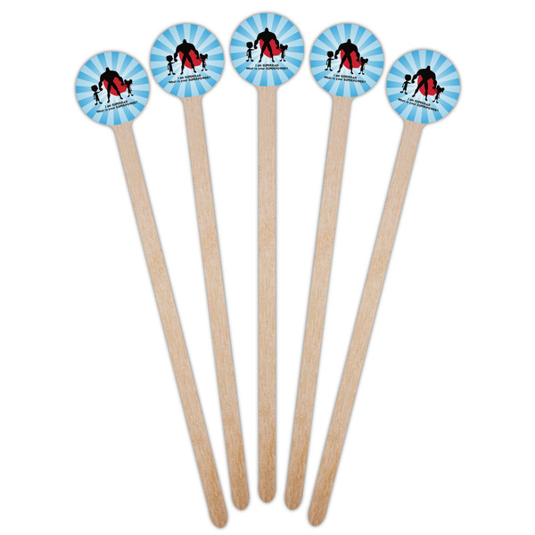 Super Dad Wooden 7.5" Stir Stick - Round - Fan View