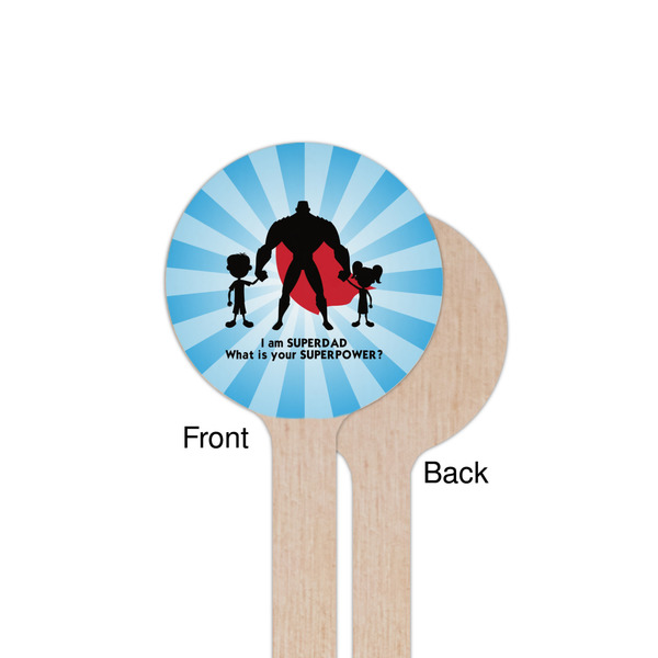 Super Dad Wooden 7.5" Stir Stick - Round - Single Sided - Front & Back