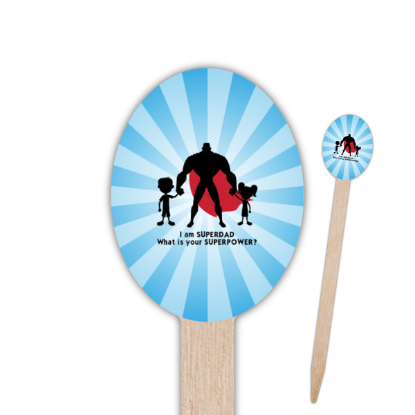 Custom Super Dad Oval Wooden Food Picks - Double Sided
