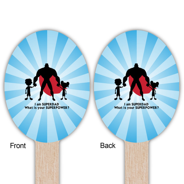 Super Dad Wooden Food Pick - Oval - Double Sided - Front & Back