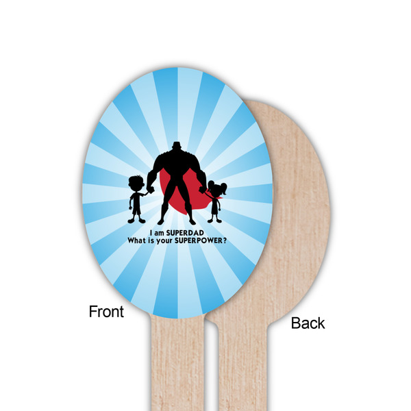 Super Dad Wooden Food Pick - Oval - Single Sided - Front & Back