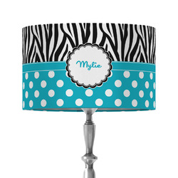 Dots & Zebra 12" Drum Lamp Shade - Fabric (Personalized)