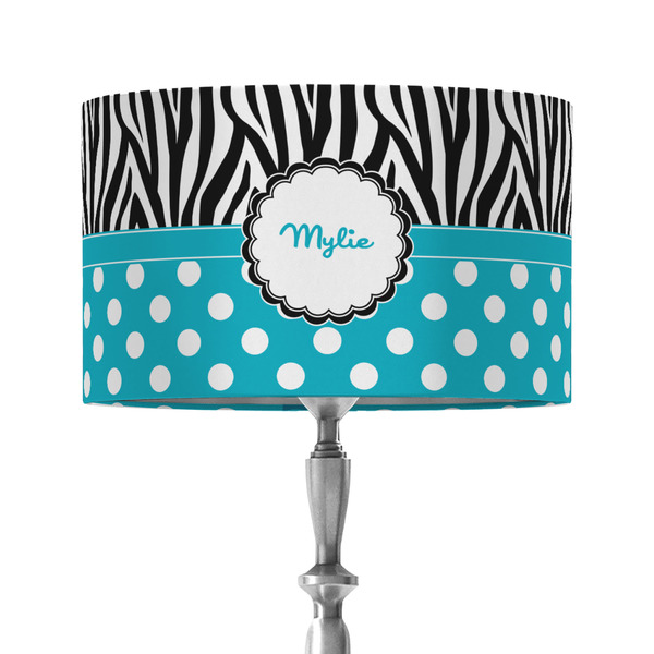 Custom Dots & Zebra 12" Drum Lamp Shade - Fabric (Personalized)