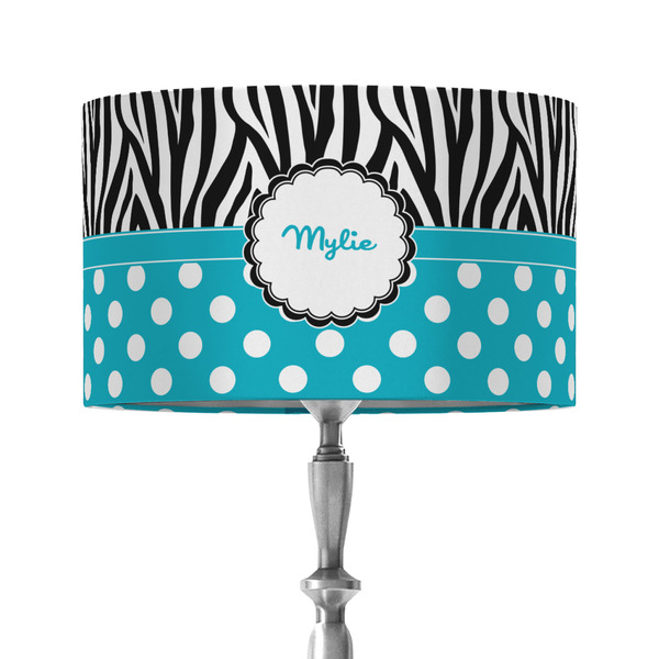 Dots & Zebra 12" Drum Lampshade - ON STAND (Fabric)