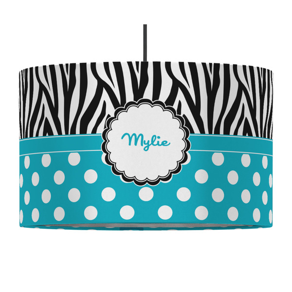 Custom Dots & Zebra 12" Drum Pendant Lamp - Fabric (Personalized)