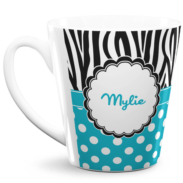 Custom Dots & Zebra 12 Oz Latte Mug (Personalized)