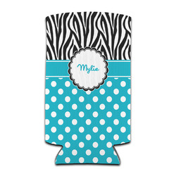 Dots & Zebra Can Cooler (tall 12 oz) (Personalized)