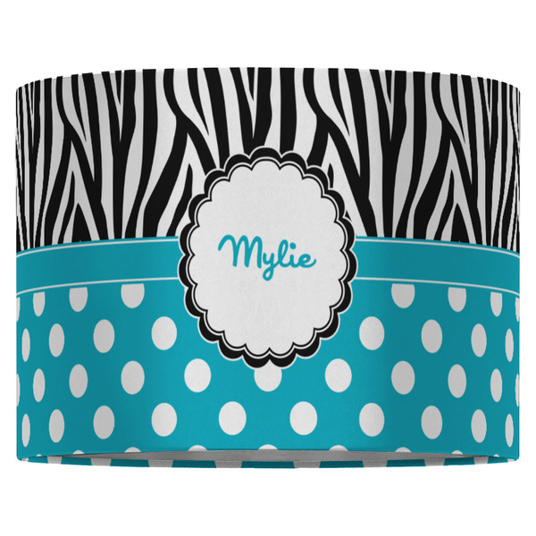 Dots & Zebra 16" Drum Lampshade - FRONT (Fabric)