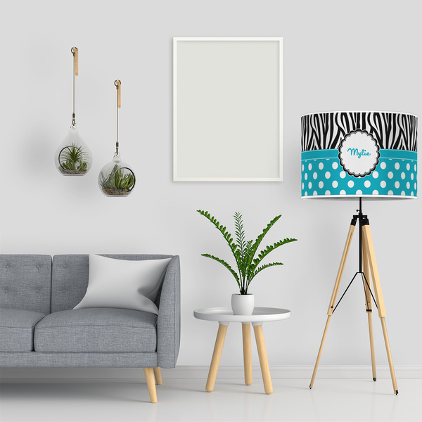 Dots & Zebra 16" Drum Lampshade - LIFESTYLE