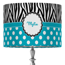 Dots & Zebra 16" Drum Lamp Shade - Fabric (Personalized)