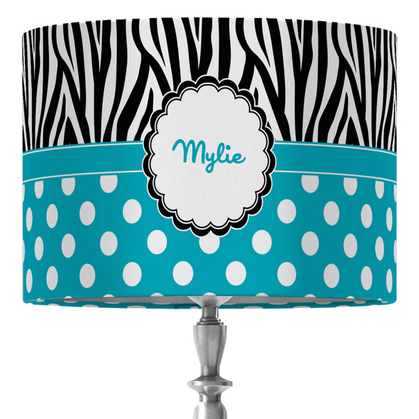 Custom Dots & Zebra 16" Drum Lamp Shade - Fabric (Personalized)