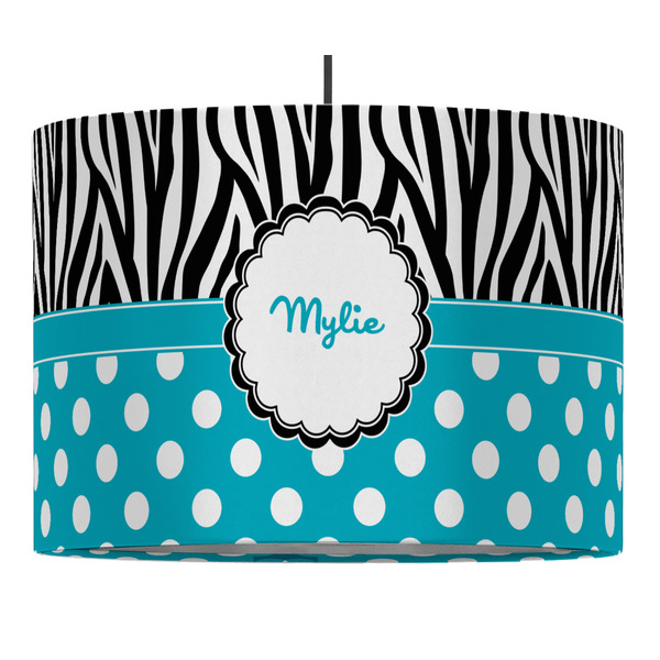 Custom Dots & Zebra 16" Drum Pendant Lamp - Fabric (Personalized)