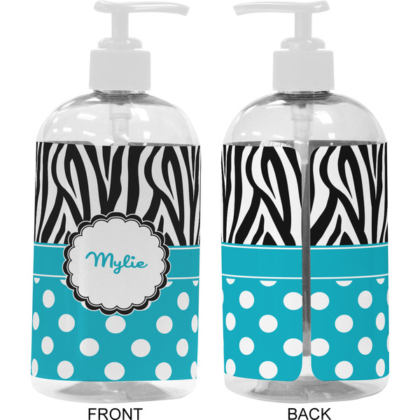 Dots & Zebra 16 oz Plastic Liquid Dispenser- Approval- White