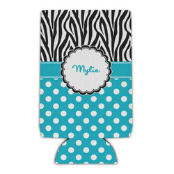 Dots & Zebra Can Cooler (16 oz) (Personalized)