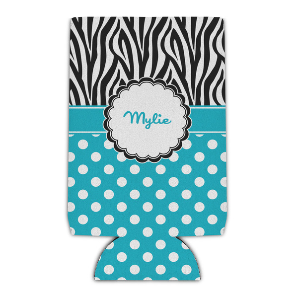 Custom Dots & Zebra Can Cooler (16 oz) (Personalized)