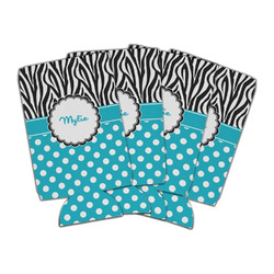 Dots & Zebra Can Cooler (16 oz) - Set of 4 (Personalized)