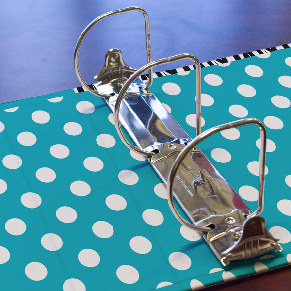 Dots & Zebra 3 Ring Binders - Full Wrap - 3" - DETAIL