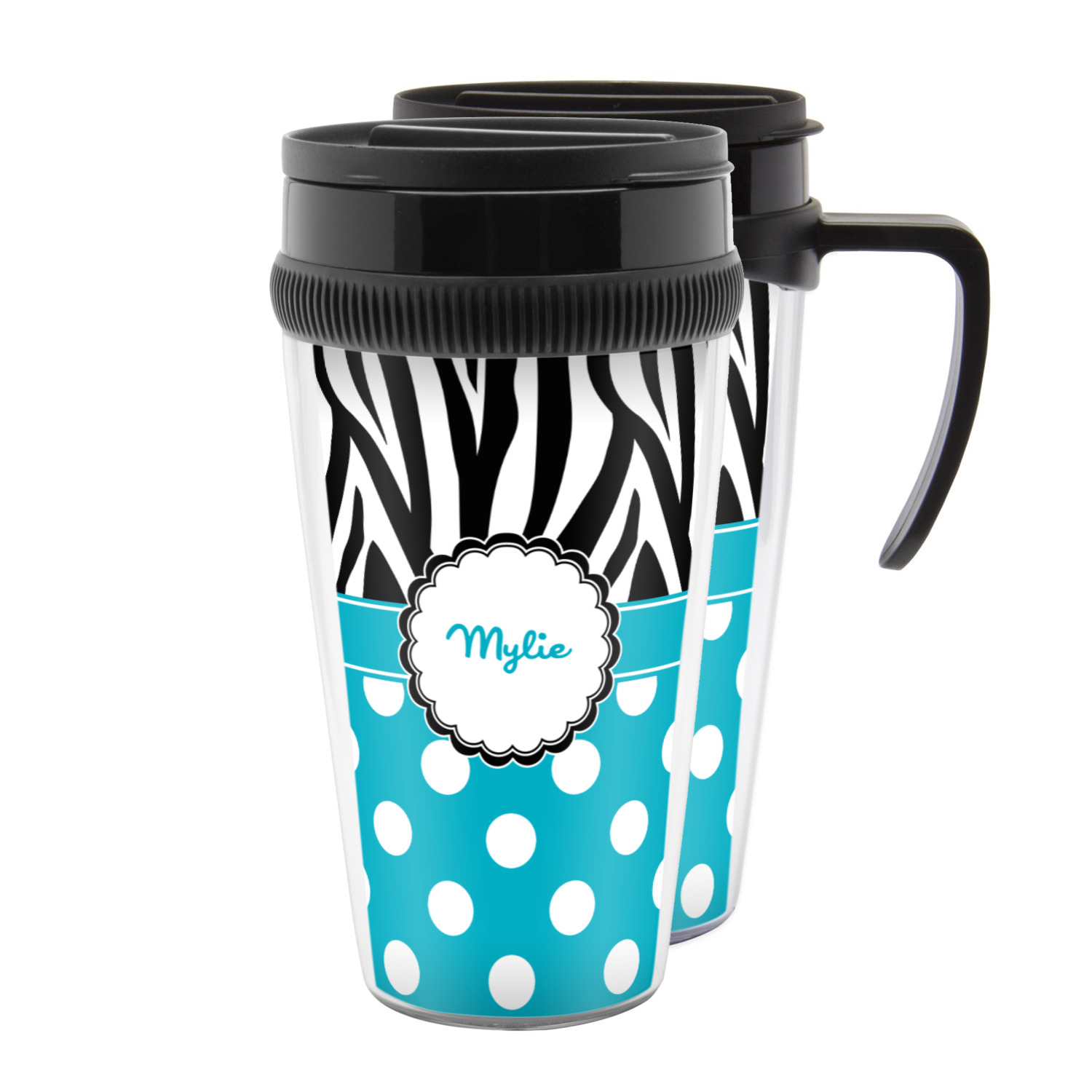 Dots & Zebra Acrylic Travel Mugs (Personalized) YouCustomizeIt