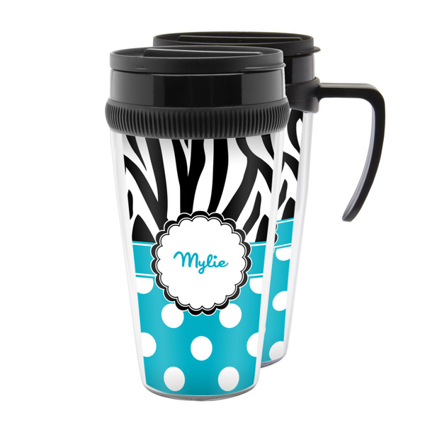 Custom Dots & Zebra Acrylic Travel Mug (Personalized)