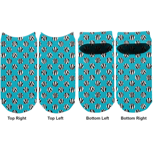 Dots & Zebra Adult Ankle Socks - Double Pair - Front and Back - Apvl