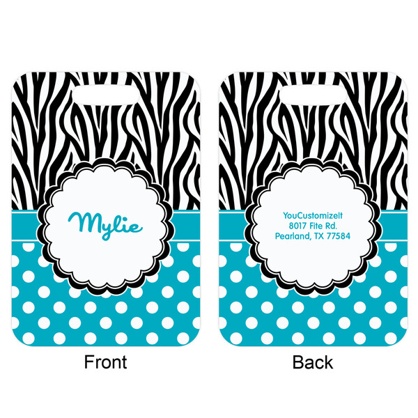 Dots & Zebra Aluminum Luggage Tag (Front + Back)