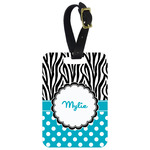 Dots & Zebra Metal Luggage Tag w/ Name or Text