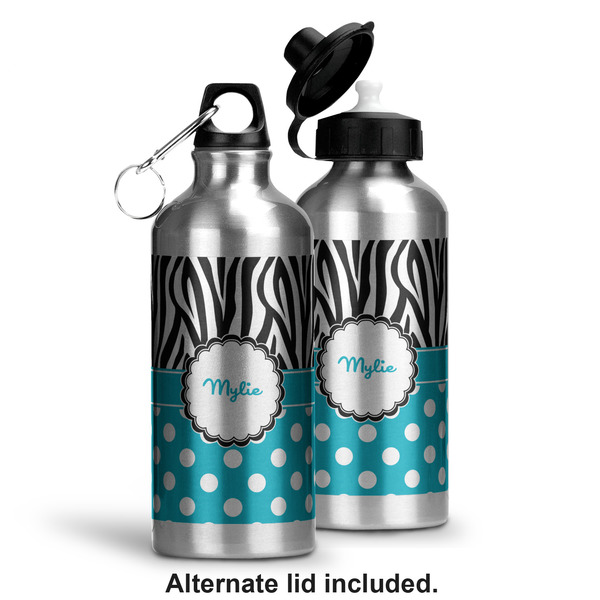 Dots & Zebra Aluminum Water Bottle - Alternate lid options