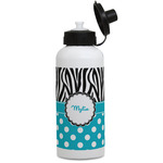 Dots & Zebra Water Bottles - Aluminum - 20 oz - White (Personalized)