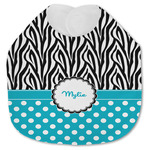 Dots & Zebra Jersey Knit Baby Bib w/ Name or Text