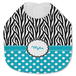 Dots & Zebra Jersey Knit Baby Bib w/ Name or Text