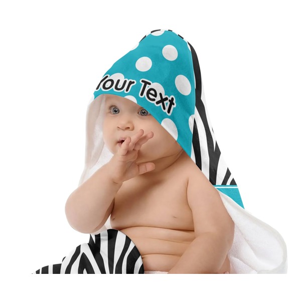 Dots & Zebra Baby Hooded Towel on Child