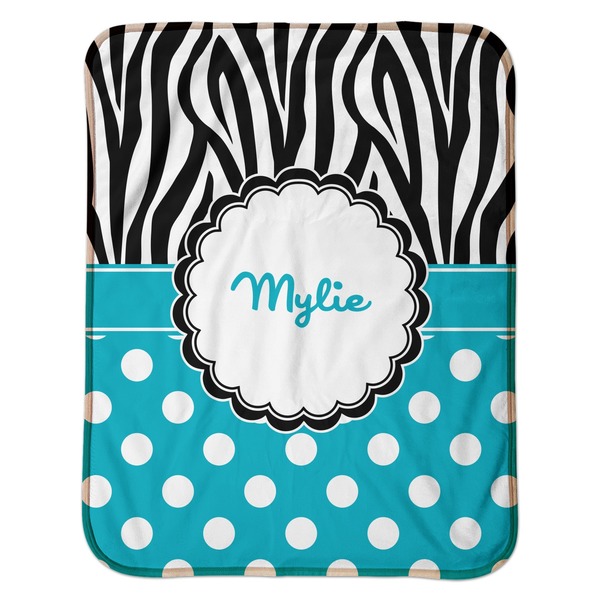 Dots & Zebra Baby Sherpa Blanket - Flat