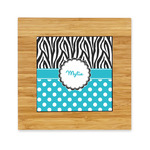 Dots & Zebra Bamboo Trivet with Ceramic Tile Insert (Personalized)