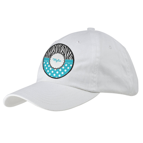 Custom Dots & Zebra Baseball Cap - White (Personalized)