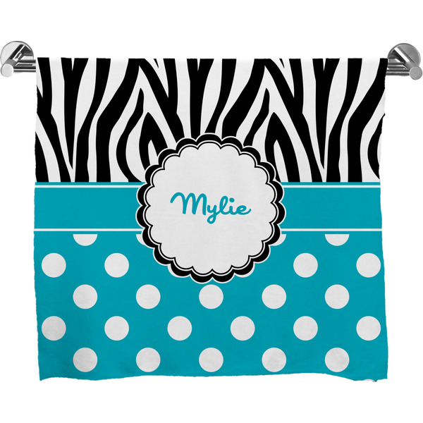 Custom Dots & Zebra Bath Towel (Personalized)