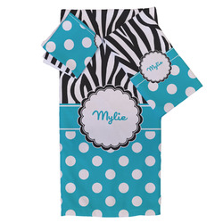 Dots & Zebra Bath Towel Set - 3 Pcs (Personalized)