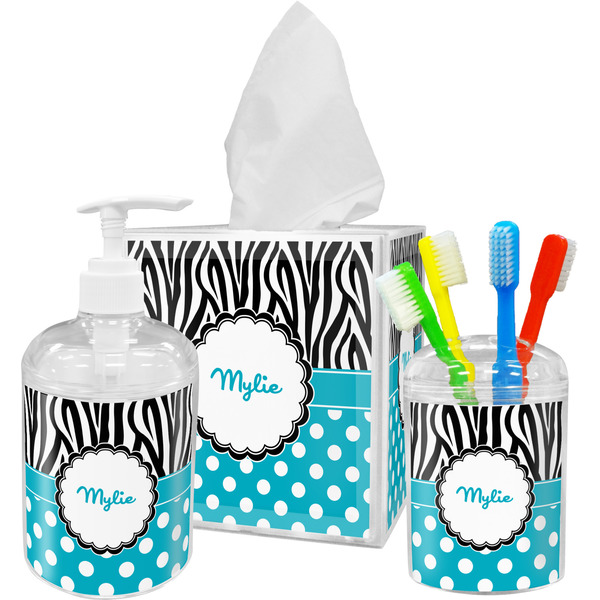 Dots & Zebra Bathroom Accessories Set (Personalized)