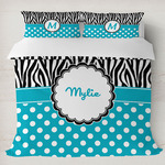 Dots & Zebra Duvet Cover Set - King (Personalized)